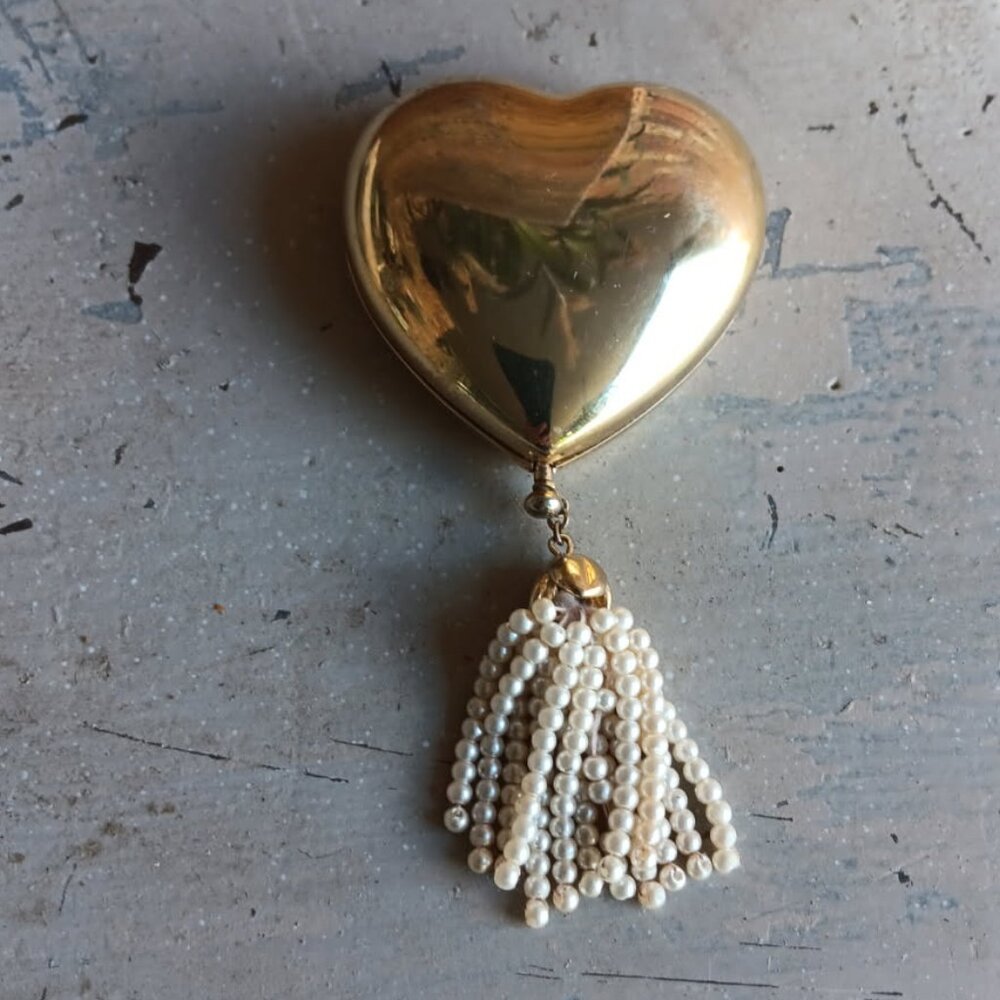 Estee Lauder Golden & Pearl Heart Lucidity Powder Compact 90's